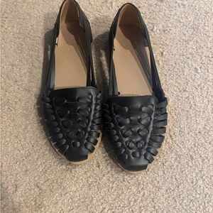 Nisolo huarache woven sandals flats woven black leather 6